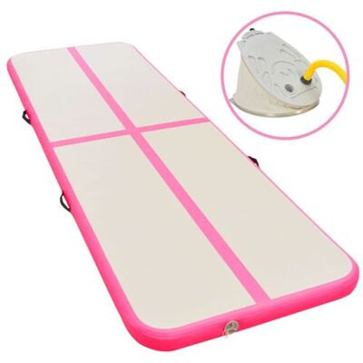 vidaXL Gymnastiekmat met pomp opblaasbaar 500x100x10 cm PVC roze vidaXL Gymnastiekmat met pomp opblaasbaar 500x100x10 cm PVC roze