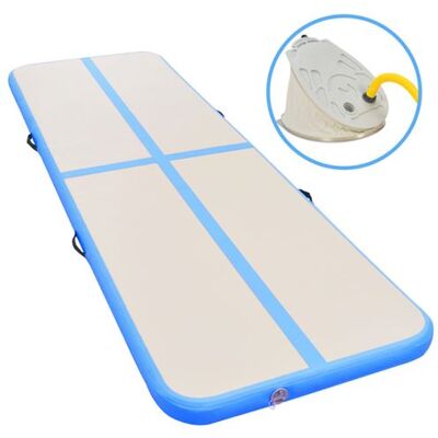 vidaXL Gymnastiekmat met pomp opblaasbaar 800x100x10 cm PVC blauw vidaXL Gymnastiekmat met pomp opblaasbaar 800x100x10 cm PVC blauw