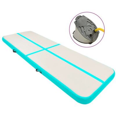 vidaXL Gymnastiekmat met pomp opblaasbaar 300x100x20 cm PVC groen vidaXL Gymnastiekmat met pomp opblaasbaar 300x100x20 cm PVC groen