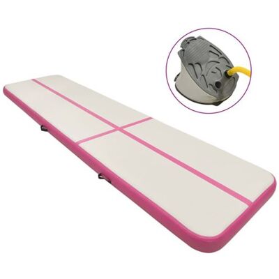 vidaXL Gymnastiekmat met pomp opblaasbaar 700x100x20 cm PVC roze vidaXL Gymnastiekmat met pomp opblaasbaar 700x100x20 cm PVC roze