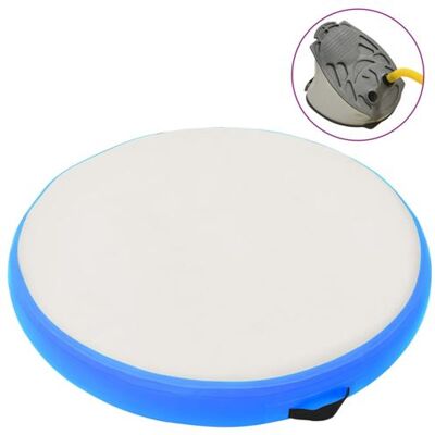 vidaXL Gymnastiekmat met pomp opblaasbaar 100x100x10 cm PVC blauw vidaXL Gymnastiekmat met pomp opblaasbaar 100x100x10 cm PVC blauw