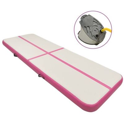 vidaXL Gymnastiekmat met pomp opblaasbaar 500x100x15 cm PVC roze vidaXL Gymnastiekmat met pomp opblaasbaar 500x100x15 cm PVC roze