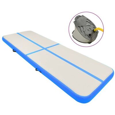 vidaXL Gymnastiekmat met pomp opblaasbaar 300x100x20 cm PVC blauw vidaXL Gymnastiekmat met pomp opblaasbaar 300x100x20 cm PVC blauw