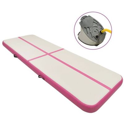 vidaXL Gymnastiekmat met pomp opblaasbaar 500x100x20 cm PVC roze vidaXL Gymnastiekmat met pomp opblaasbaar 500x100x20 cm PVC roze