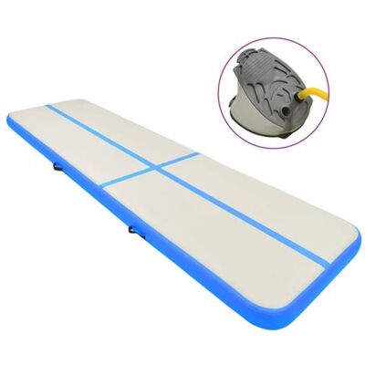 vidaXL Gymnastiekmat met pomp opblaasbaar 800x100x20 cm PVC blauw vidaXL Gymnastiekmat met pomp opblaasbaar 800x100x20 cm PVC blauw