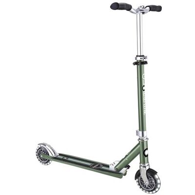 Globber Flow Elements Lights Chrome Olive-step voor kinderen Globber Flow Elements Lights Chrome Olive-step voor kinderen