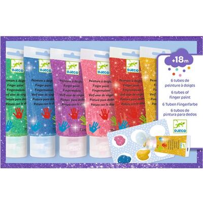 Kinderschilderen Djeco Vingerverf tubes met glitters Kinderschilderen Djeco Vingerverf tubes met glitters