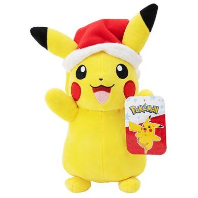 Pokemon Knuffel Pokémon Seasonal Holiday Pikachu met kerstmuts W4 Pokemon Knuffel Pokémon Seasonal Holiday Pikachu met kerstmuts W4