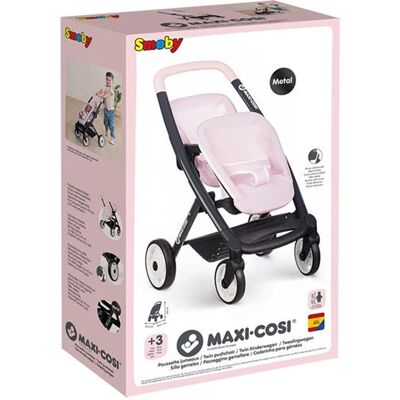 Smoby Maxi-cosi Speelgoedkinderwagen Voor Tweelin, Roze Franstalige Versie - Imitatiespelen Smoby Maxi-cosi Speelgoedkinderwagen Voor Tweelin, Roze Franstalige Versie - Imitatiespelen