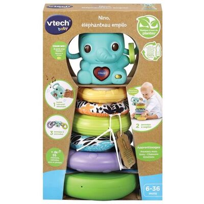 Vroege leerspelletje Vtech Baby Nino olifant stapelen 3 in 1 Vroege leerspelletje Vtech Baby Nino olifant stapelen 3 in 1