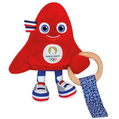 Doudou et Compagnie mascotte rammelaar met houten ring Doudou et Compagnie mascotte rammelaar met houten ring