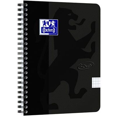 OXFORD Touch spiraalblok A5 geruit 5mm 70 vel soepele kartonnen kaft zwart OXFORD Touch spiraalblok A5 geruit 5mm 70 vel soepele kartonnen kaft zwart