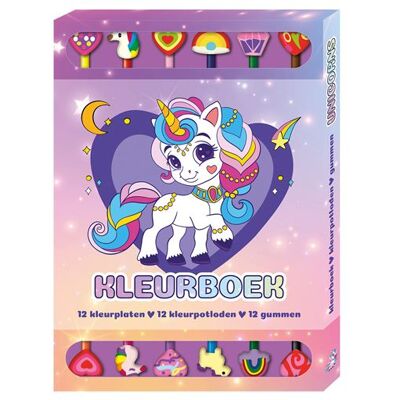 Imagebooks & Stationery Kleurboek Box met 12 potloden en gummen - Unicorns Imagebooks & Stationery Kleurboek Box met 12 potloden en gummen - Unicorns