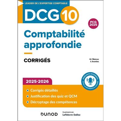 Dunod DCG 10 COMPTABILITE APPROFONDIE CORRIGES 2025-2026 Dunod DCG 10 COMPTABILITE APPROFONDIE CORRIGES 2025-2026