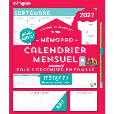 Editions 365 MEMOPAD CALENDRIER MENSUEL AIMANTE (SEPT.2026-DEC.2027) Editions 365 MEMOPAD CALENDRIER MENSUEL AIMANTE (SEPT.2026-DEC.2027)