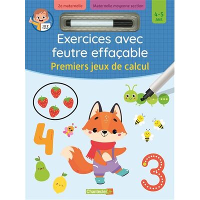Chantecler Exercices avec feutre effaçable - premiers jeux de calcul (4-5 a.) Chantecler Exercices avec feutre effaçable - premiers jeux de calcul (4-5 a.)