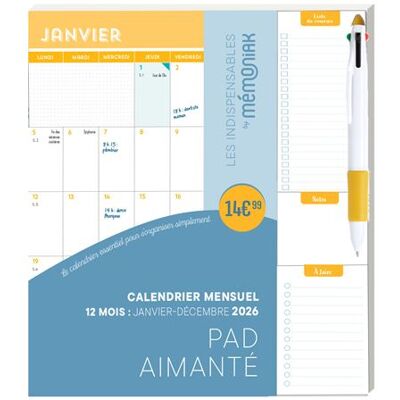 Editions 365 CALENDRIER MENSUEL JANV-DEC PAD AIMANTE AVEC STYLO 4 COULEUR Editions 365 CALENDRIER MENSUEL JANV-DEC PAD AIMANTE AVEC STYLO 4 COULEUR