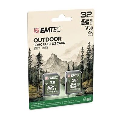 EMTEC Outdoor - Flashgeheugenkaart - 32 GB - Video Class V30 / UHS-I U3 / Class10 - microSDHC UHS-I (pak van 2) EMTEC Outdoor - Flashgeheugenkaart - 32 GB - Video Class V30 / UHS-I U3 / Class10 - microSDHC UHS-I (pak van 2)