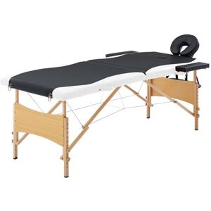 vidaXL Table de Massage Pliable Lit de Massage Banc Canapé Thérapie Cosmétique Portable Professionnel Shiatsu Reiki 2 Zones Noir et Blanc Bois vidaXL Table de Massage Pliable Lit de Massage Banc Canapé Thérapie Cosmétique Portable Professionnel Shiatsu Reiki 2 Zones Noir et Blanc Bois