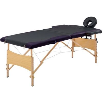 vidaXL Massagetafel inklapbaar 2 zones hout zwart110207 vidaXL Massagetafel inklapbaar 2 zones hout zwart110207