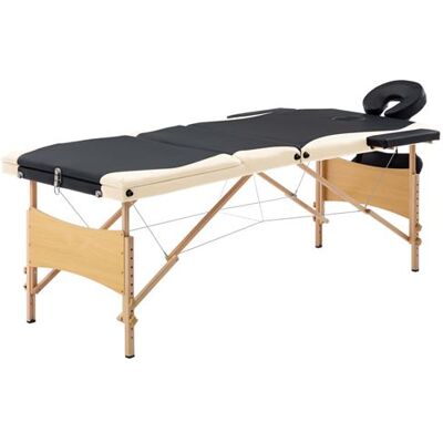 vidaXL Table de Massage Pliable Lit de Massage Banc Canapé Thérapie Cosmétique Portable Professionnel Shiatsu Reiki 3 Zones Noir et Beige Bois vidaXL Table de Massage Pliable Lit de Massage Banc Canapé Thérapie Cosmétique Portable Professionnel Shiatsu Reiki 3 Zones Noir et Beige Bois