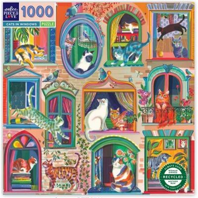 Eeboo Cats In Windows Puzzel 1000 Stukjes - Puzzel Eeboo Cats In Windows Puzzel 1000 Stukjes - Puzzel