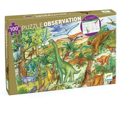 Djeco Dinosaures 100 Pcs + Livres - Puzzel Djeco Dinosaures 100 Pcs + Livres - Puzzel