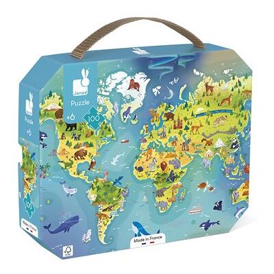 Janod Monde Puzzel 100 Stukjes - Puzzel Janod Monde Puzzel 100 Stukjes - Puzzel