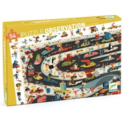 Kinderpuzzel Djeco Rallye Automobile 54 Stukjes - Puzzel Kinderpuzzel Djeco Rallye Automobile 54 Stukjes - Puzzel