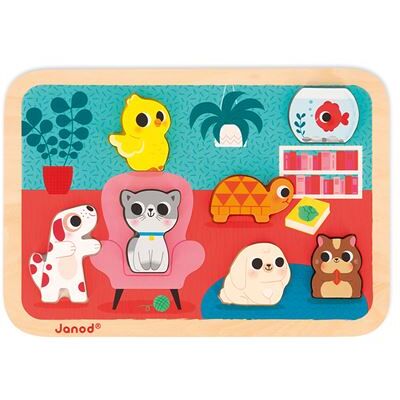 Janod Grof Zoet Puzzel Les Animaux familiers Waarnemingsspel Janod Grof Zoet Puzzel Les Animaux familiers Waarnemingsspel