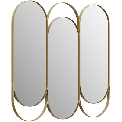 Unique Tryptiekspiegel art deco van metaal - L76 x H69,5 cm - Goudkleurig - JICHIMI - Goudkleurig Unique Tryptiekspiegel art deco van metaal - L76 x H69,5 cm - Goudkleurig - JICHIMI - Goudkleurig
