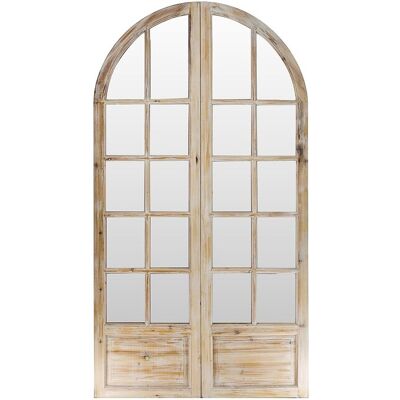 Unique Kamerscherm-spiegel van gepatineerd grenen - 2 luiken - L96 x H180 cm - Naturel - KEDIRI - Natuurlijk licht Unique Kamerscherm-spiegel van gepatineerd grenen - 2 luiken - L96 x H180 cm - Naturel - KEDIRI - Natuurlijk licht