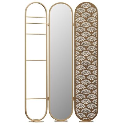 Unique Kamerscherm art deco met spiegel in metaal - 3 luiken - L117 x H175 cm - Goudkleurig - MAVICA - Goudkleurig Unique Kamerscherm art deco met spiegel in metaal - 3 luiken - L117 x H175 cm - Goudkleurig - MAVICA - Goudkleurig