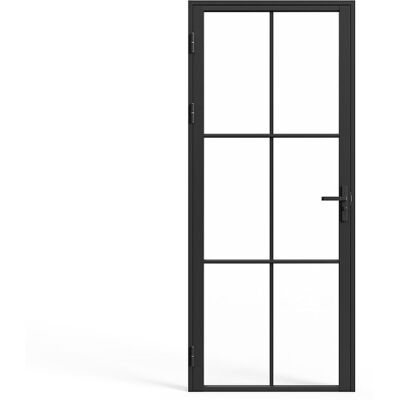 Unique Omkeerbare deur in aluminium en gehard glas - Zwart - H204 x B83 cm - SEROTO - Zwart Unique Omkeerbare deur in aluminium en gehard glas - Zwart - H204 x B83 cm - SEROTO - Zwart