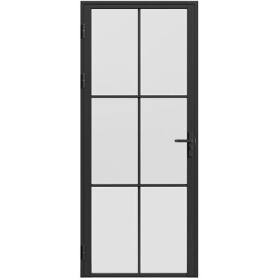 Unique Omkeerbare deur in aluminium en mat glas - H204 x B83 cm - Zwart - SEROTO - Zwart Unique Omkeerbare deur in aluminium en mat glas - H204 x B83 cm - Zwart - SEROTO - Zwart