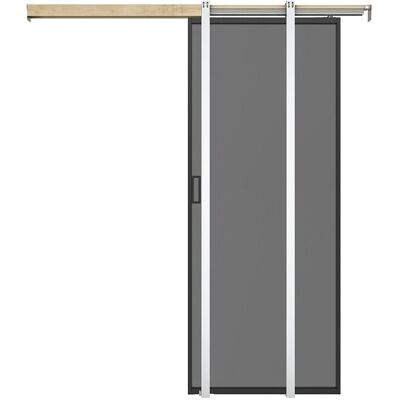 Unique Schuifdeur met klamplaagsysteem - Aluminium en gerookt, gehard matglas - H205 x L63 cm - LINCI II - Zwart Unique Schuifdeur met klamplaagsysteem - Aluminium en gerookt, gehard matglas - H205 x L63 cm - LINCI II - Zwart