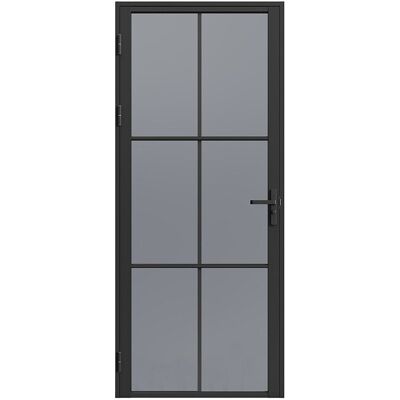 Unique Omkeerbare deur in aluminium en gerookt gehard glas - H204 x B73 cm - Zwart - SEROTO - Zwart Unique Omkeerbare deur in aluminium en gerookt gehard glas - H204 x B73 cm - Zwart - SEROTO - Zwart