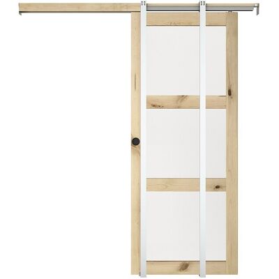 Unique Schuifdeur met inbouwsysteem in hout en matgehard glas - 3 ramen - H205 x B93 cm - ACOSTA II - Natuurlijk licht Unique Schuifdeur met inbouwsysteem in hout en matgehard glas - 3 ramen - H205 x B93 cm - ACOSTA II - Natuurlijk licht
