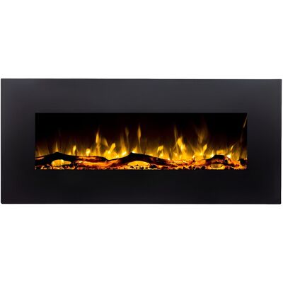 Unique Elektrische sfeerhaard LALITA - L110 x D14 x H49 cm - Zwart - Zwart Unique Elektrische sfeerhaard LALITA - L110 x D14 x H49 cm - Zwart - Zwart