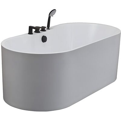 Unique Vrijstaand bad met kraanwerk – 150 x 75 x 58 cm – wit – 195 L – STEPONA - Wit Unique Vrijstaand bad met kraanwerk – 150 x 75 x 58 cm – wit – 195 L – STEPONA - Wit