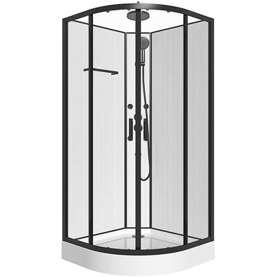 Unique Douchecabine met massagefunctie van bamboevezel - Mat zwart - L80 x B80 x H225 cm - ZALIFA - Zwart, Wit Unique Douchecabine met massagefunctie van bamboevezel - Mat zwart - L80 x B80 x H225 cm - ZALIFA - Zwart, Wit