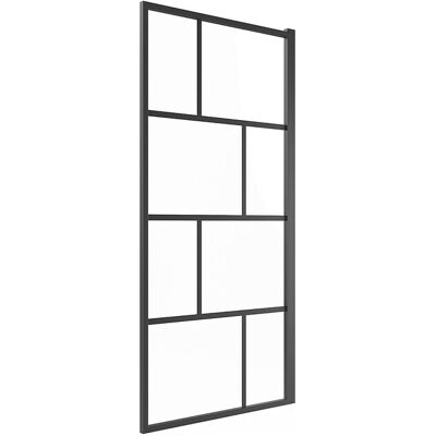 Unique Douchescherm met draaisysteem met industriële stijl - 70 x 140 cm - Mat zwart - Glas - RIVANON - Zwart Unique Douchescherm met draaisysteem met industriële stijl - 70 x 140 cm - Mat zwart - Glas - RIVANON - Zwart