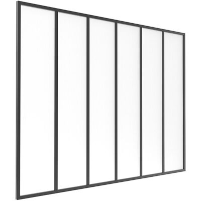 Unique Glazen raam werkplaatsstijl van aluminium en matglas - 180 x 130 cm (B x H) - Zwart - BAYVIEW - Zwart Unique Glazen raam werkplaatsstijl van aluminium en matglas - 180 x 130 cm (B x H) - Zwart - BAYVIEW - Zwart