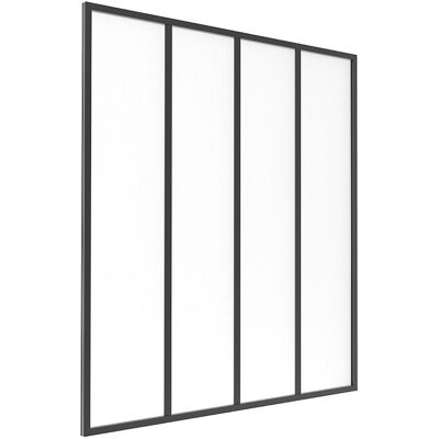 Unique Glasraam werkplaatsstijl in aluminium en gematteerd glas - 120 x 130 cm (B x H) - Zwart - BAYVIEW - Zwart Unique Glasraam werkplaatsstijl in aluminium en gematteerd glas - 120 x 130 cm (B x H) - Zwart - BAYVIEW - Zwart