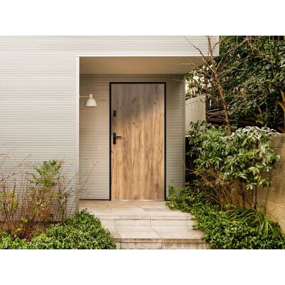 Unique Massieve stalen voordeur H207 x B100 cm eikenhoutlook - 55 mm dik - rechtsdraaiend - AGUEDA - Natuurlijk licht Unique Massieve stalen voordeur H207 x B100 cm eikenhoutlook - 55 mm dik - rechtsdraaiend - AGUEDA - Natuurlijk licht