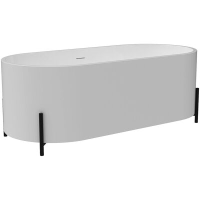 Unique Ovaal vrijstaand bad met zwarte poten - 160 x 73,5 x 59 cm - Wit - ALONSA - Zwart, Wit Unique Ovaal vrijstaand bad met zwarte poten - 160 x 73,5 x 59 cm - Wit - ALONSA - Zwart, Wit