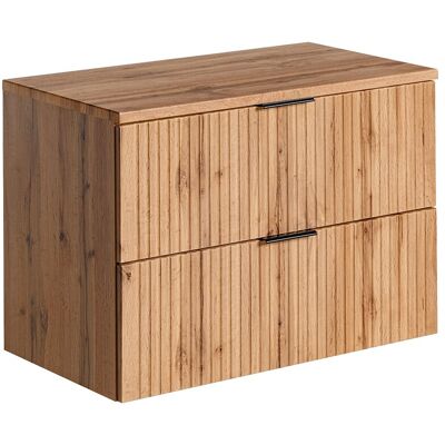 Unique Geribbeld hangmeubel onder wastafel met plank - Licht naturel - L80 cm - ZEVARA - Natuurlijk licht Unique Geribbeld hangmeubel onder wastafel met plank - Licht naturel - L80 cm - ZEVARA - Natuurlijk licht