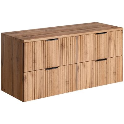 Unique Geribbeld hangmeubel onder wastafel met plank - Licht naturel - L120 cm - ZEVARA - Natuurlijk licht Unique Geribbeld hangmeubel onder wastafel met plank - Licht naturel - L120 cm - ZEVARA - Natuurlijk licht