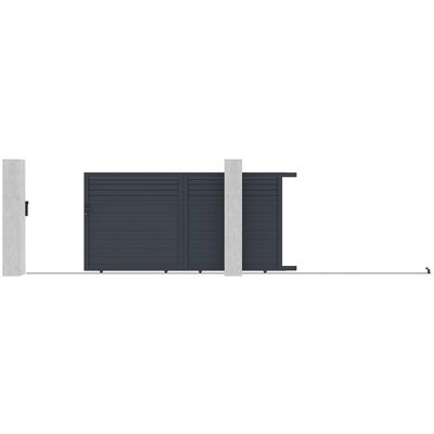 Unique Elektrische schuifpoort in aluminium met jaloezievorm L374 x H180 cm donkergrijs - VIAZO - Antracietgrijs Unique Elektrische schuifpoort in aluminium met jaloezievorm L374 x H180 cm donkergrijs - VIAZO - Antracietgrijs