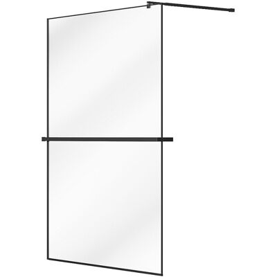 Unique Italiaanse douchewand met handdoekhouder en plankje - 140 x 200 cm - Mat zwart - BONPERO - Zwart Unique Italiaanse douchewand met handdoekhouder en plankje - 140 x 200 cm - Mat zwart - BONPERO - Zwart